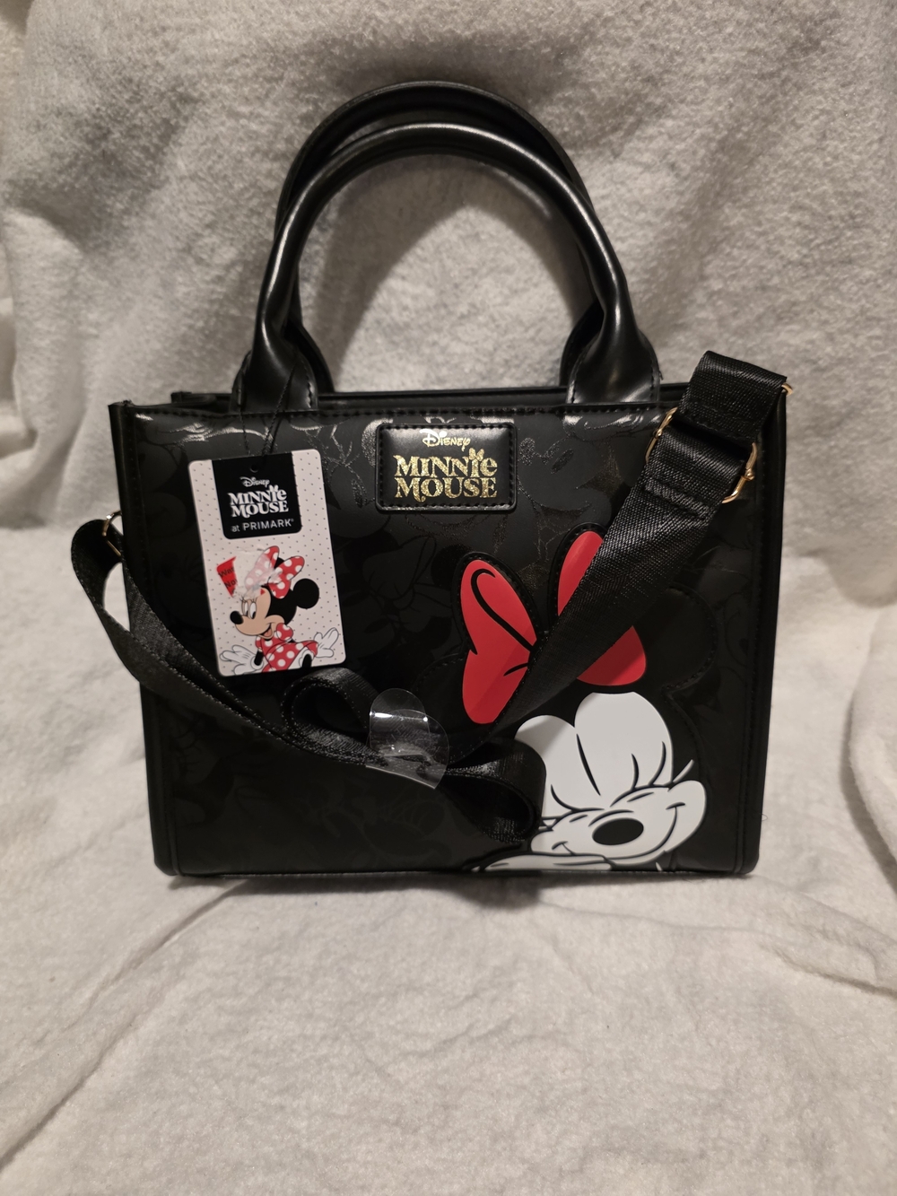 Disney Minnie Mouse Black Crossbody Bag with Red Bow